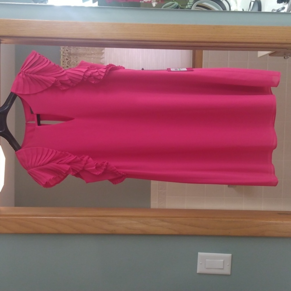 VINCE CAMUTO CORAL RUFFLED SLEEVELESS SHIFT DRESS NWT SIZE 8